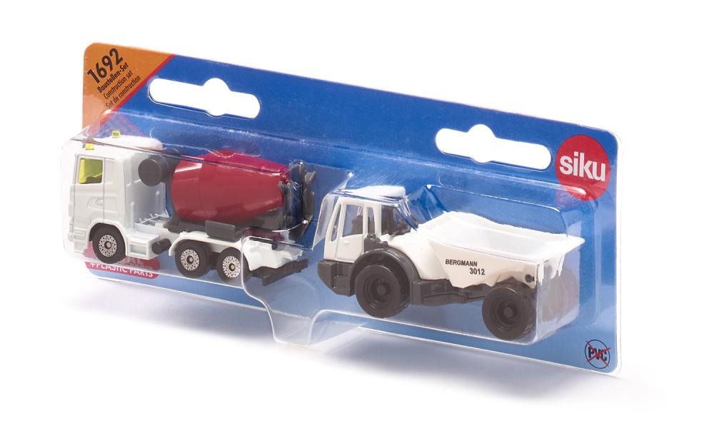 Duo de camions de construction - Bétonnière - Camion benne - Siku - 3 ans et plus - Sans PVC - Les deux camions dans l'emballage