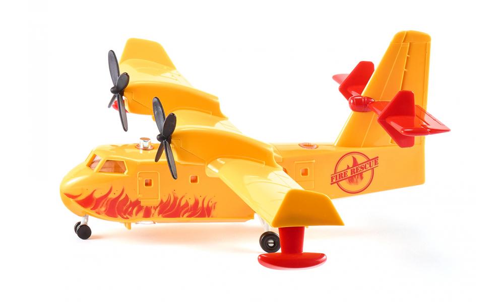 Avion anti-incendie jaune et rouge - Bombardier d’eau - Siku - 3 ans et plus