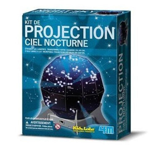 Kit de Projection Ciel Nocturne - Playwell - 4M - 8 ans et plus - Dômes de projection pour les hémisphères nord et sud, source lumineuse et cartes stellaires - Devant de la boîte