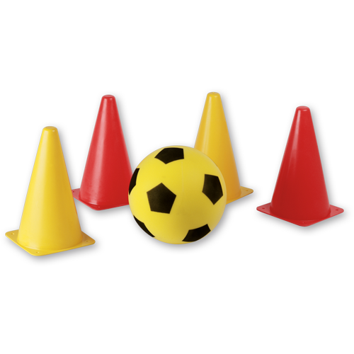 Ensemble de soccer - Androni Giocattoli - 3 ans et plus - Ballon éponge de 20 cm - 4 cônes pour marquer les buts ou pour les slaloms. - Contenu de la boîte