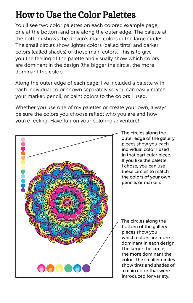 Mandalas Color Cute - Design Originals - 64 pages - Page d'instructions