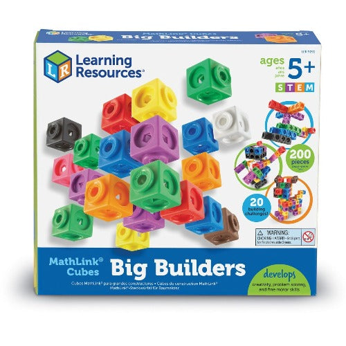 Cubes MathLink - Big Builders - 200 pièces - Learning Resources - STEM - 5 ans et plus - Devant de la boîte