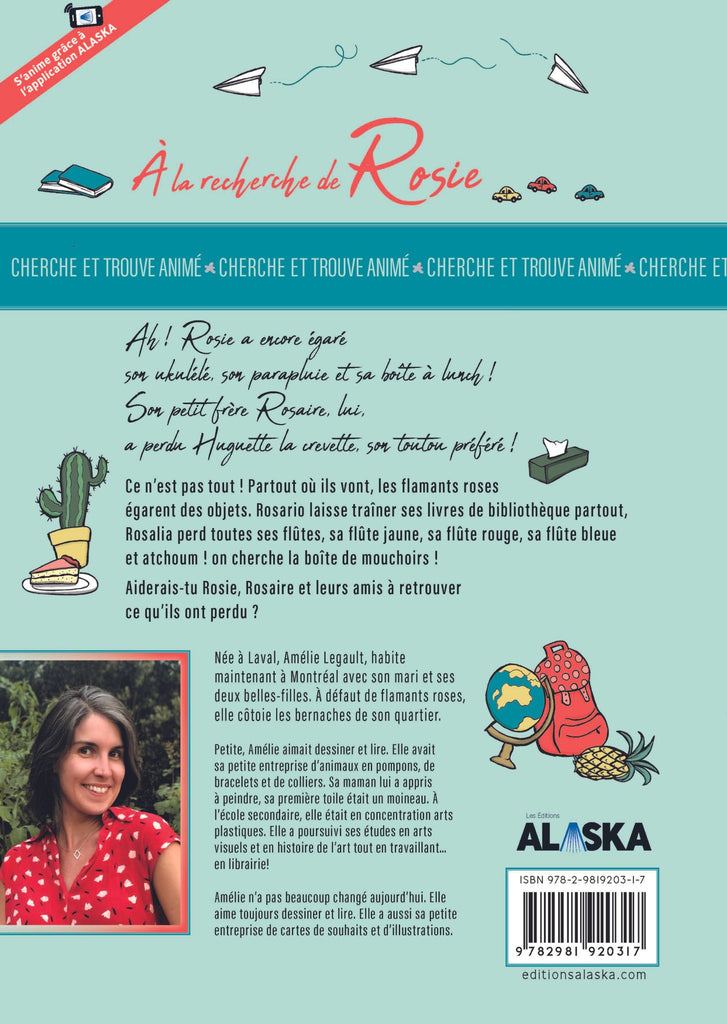 Livre animé - À la recherche de Rosie Cherche et trouve - Les Éditions Alaska - Jaquette arrière