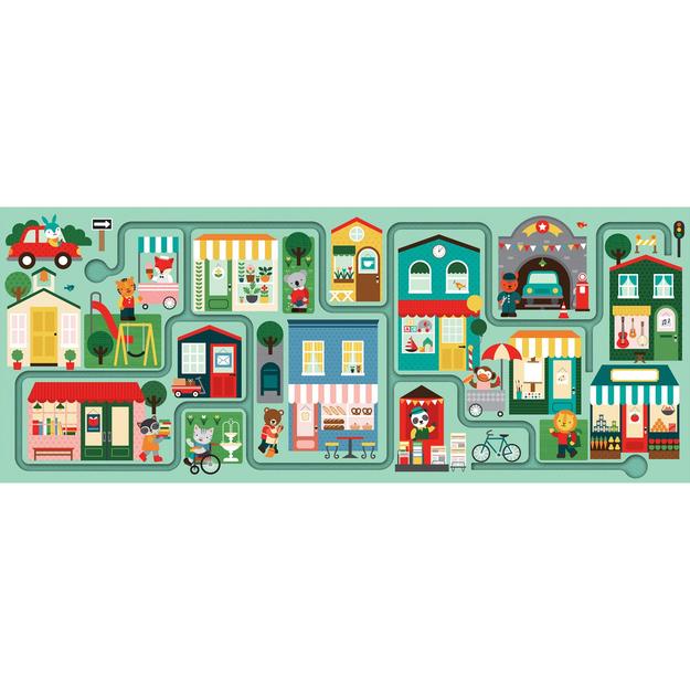 Autour de la ville - Follow and spot puzzle - Petit collage - 2 ans et plus - Tableau de jeu