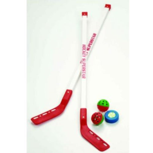 Ensemble de hockey - Playwell - 5 ans et plus - Comprend 2 bâtons de hockey (38,5 "de long), 2 balles en plastique  et 1 rondelle en plastique.