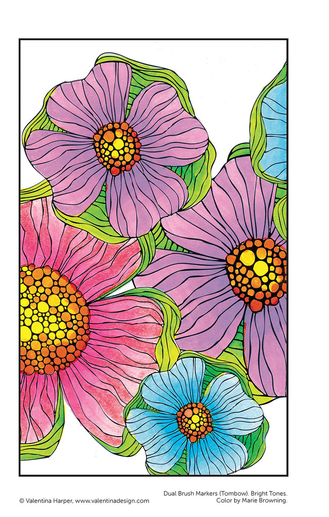 Mandalas Color Calm - Design Originals - 64 pages - Exemple d'une page intérieure avec suggestions de couleurs