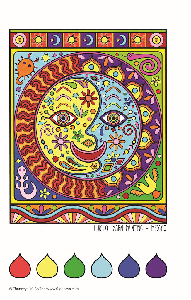 Mandalas Color Dreams - Design Originals - 64 pages - Exemple d'une page intérieure  avec suggestions de couleurs