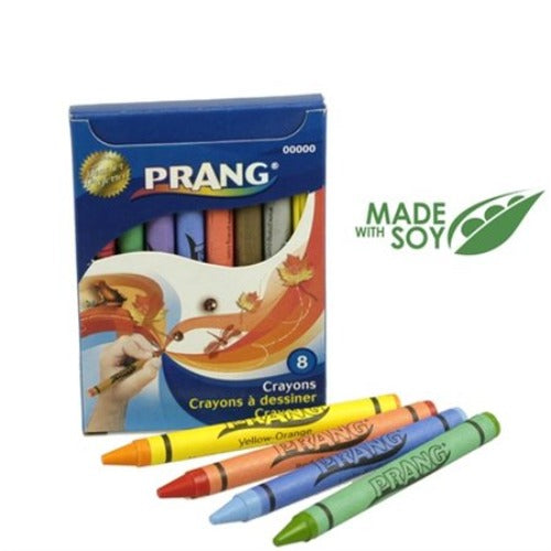 Crayons de cire Prang Couleurs brillantes et lisses Fabrication à partir d'huile de Soja Non toxique 8 par boite