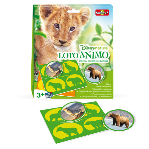 Disney Nature - Loto Animo - FR - Bioviva - 3 ans et plus - Associer les bons jetons sur la planche «silhouette» - Contenu de la boîte