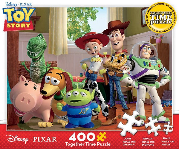 Disney Pixar puzzle - Toy's Story - 400 pièces - Ceaco - 3 ans et plus -  Trois tailles de pièces, grandes pour les enfants, moyennes pour tout le monde et petites pour les adultes. - Devant de la boîte
