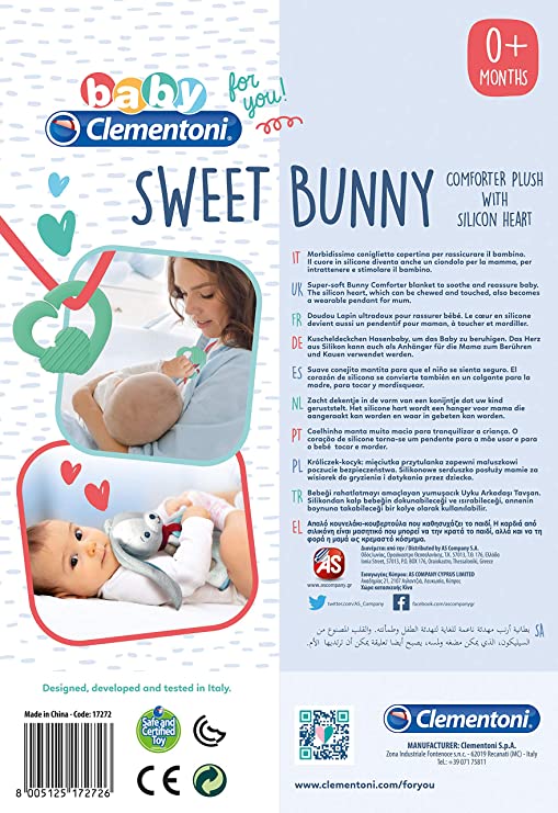 Doudou Lapin - Sweet Bunny - Baby Clementoni - 0 mois et plus - Derrière de la boîte