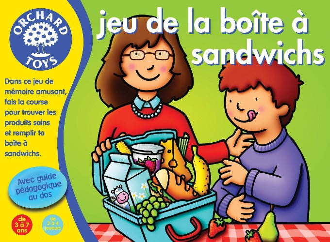Jeu de la boîte à sandwichs - Orchard Toys - 3 à 7 ans - Jeu de mémoire pour trouver les produits sains à mettre dans la boîte - Devant de la boîte