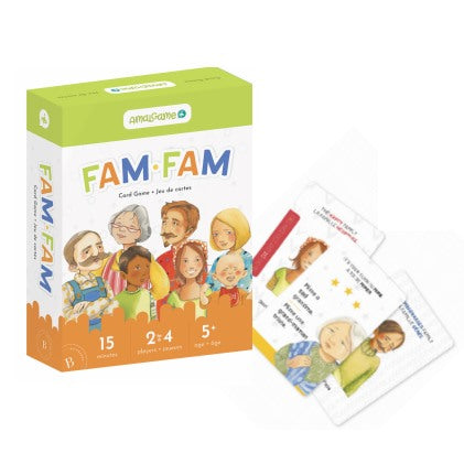 Jeu Fam-Fam - Amalgame - 5 ans et plus - Jeu de cartes éducatif et amusant qui met au défi la mémoire et le sens de l’observation - Basé sur le jeu des 7 familles, mettant de l'avant les émotions et la compréhension des émotions - Exemples de cartes