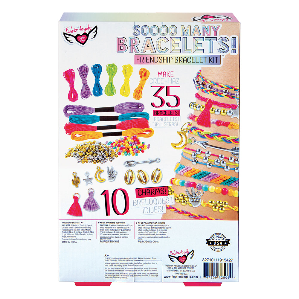 Sooo Many Bracelets - Bracelets de l'amitié - Fashion Angels - 8 ans et plus - Permet la conception de 35 bracelets: des bracelets élastiques et des bracelets d'amitié en soie - Derrière de la boîte
