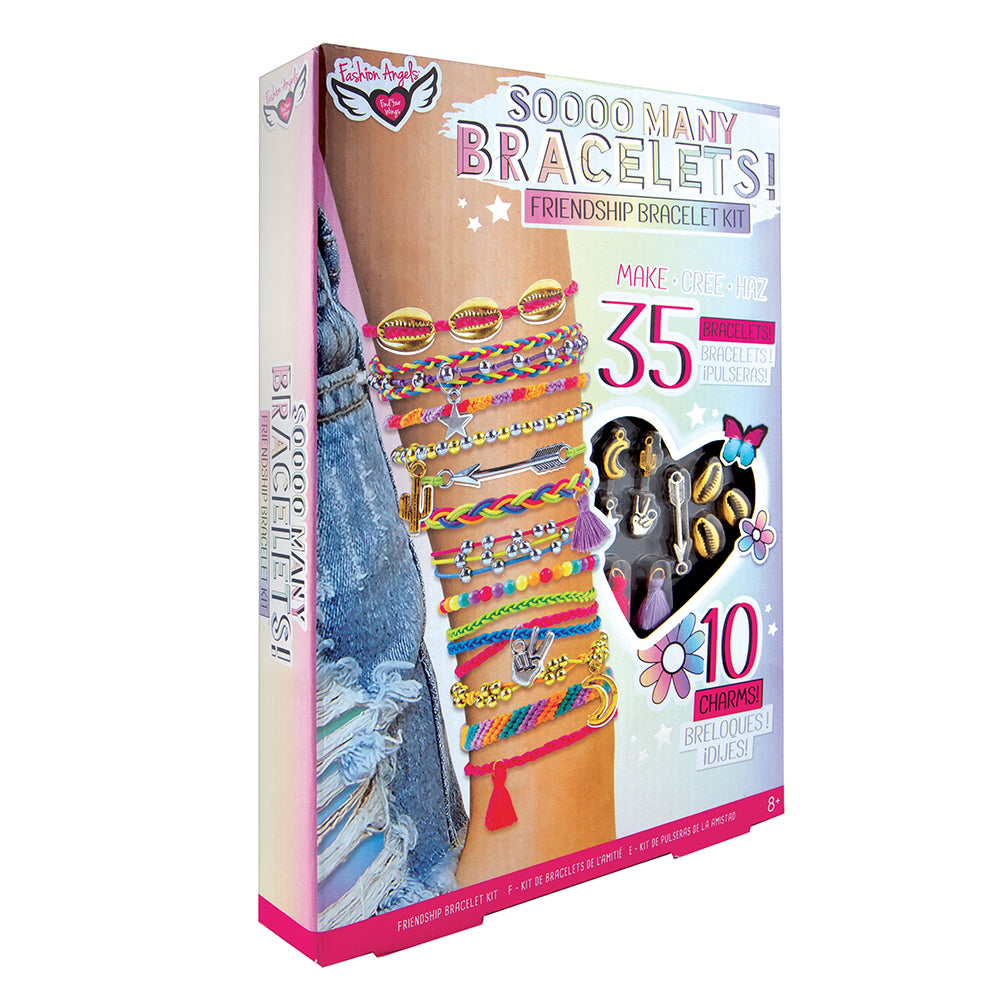 Sooo Many Bracelets - Bracelets de l'amitié - Fashion Angels - 8 ans et plus - Permet la conception de 35 bracelets: des bracelets élastiques et des bracelets d'amitié en soie - Devant de la boîte