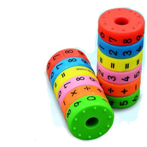 Cylindre mathématique magnétique - 6 pièces - Additions, soustractions, multiplications, divisions - Deux cylindres