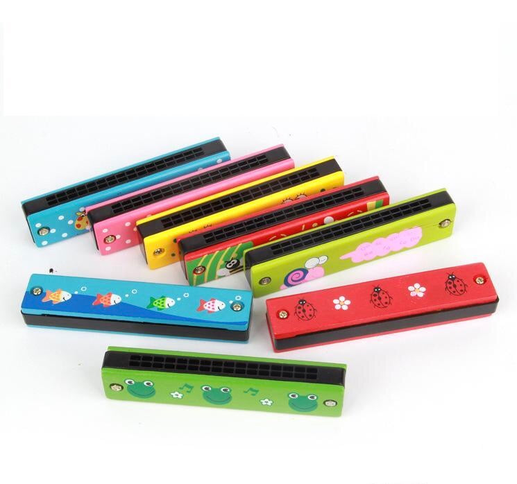 Harmonicas en bois - Joli harmonica en bois aux belles couleurs - 3 ans et plus - 8 harmonicas colorés