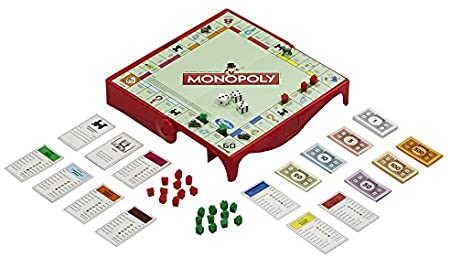 Le jeu Monopoly classique en format voyage Grab & Go - Hasbro - 8 ans et plus - Plateau de jeu - Pions - Maisons - Argent - Cartes de propriétés