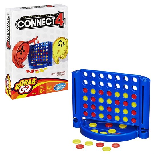 Le jeu Connect 4 classique en format voyage Grab & Go - Hasbro - 6 ans et plus - Contenu de la boîte