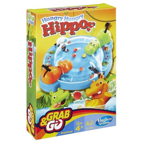 Le jeu Hippo l'affamé classique en format voyage Grab & Go - Hasbro - 4 ans et plus - Devant de la boîte