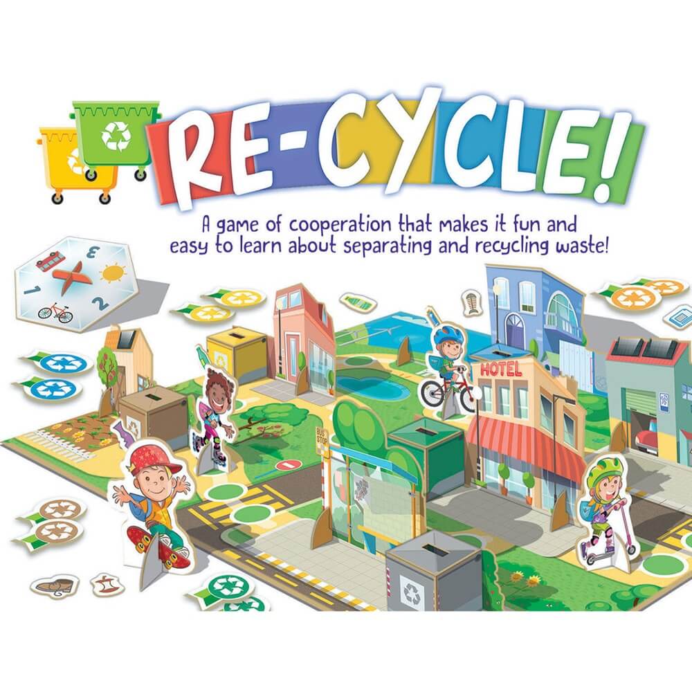Jeu RE-CYCLE - Educa - 4 ans et plus - Apprends à recycler les déchets. Un jeu coopératif simple où vous apprenez à recycler les déchets tout en vous amusant - Contenu de la boîte