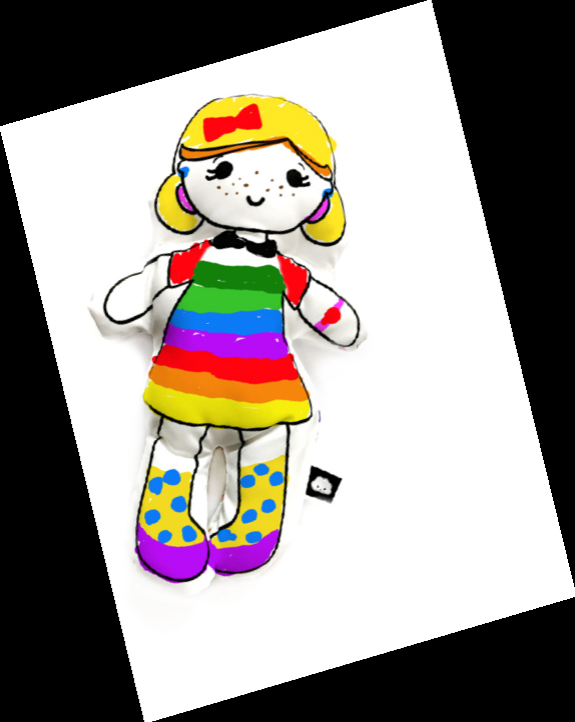 Jolie Daisy - Poupée à colorier - Imaginami - 3 ans et plus - Coloriage des deux cotés - Lavable à la machine - Marqueurs inclus - Exemple de poupée coloriée