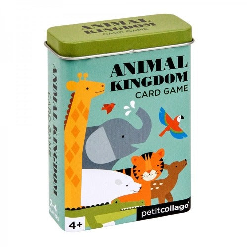 Jeu de cartes Le Royaume des animaux - Petit Collage - 4 ans et plus - Recueillir autant de séries d'animaux qui vivent au même endroit - Boîte en étain - 44 cartes et des instructions - Devant de la boîte