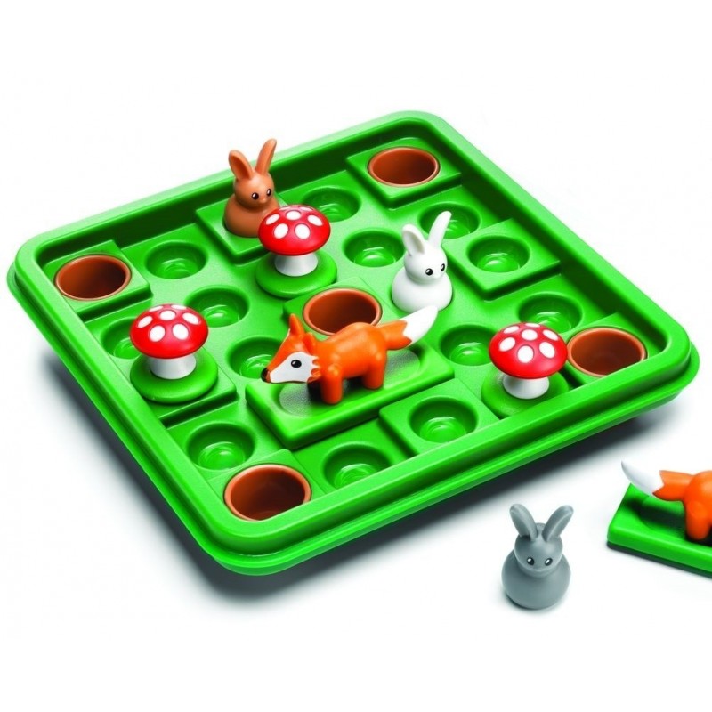 Lièvres et Renards - Jeu de logique évolutive - 60 défis à solutionner - Smart Games - Plateau de jeu