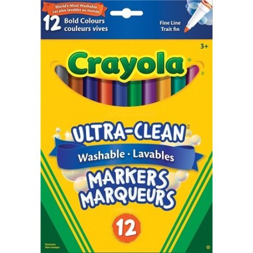 Marqueurs Pointe fine - Crayola - Trait fin - 12 marqueurs lavables