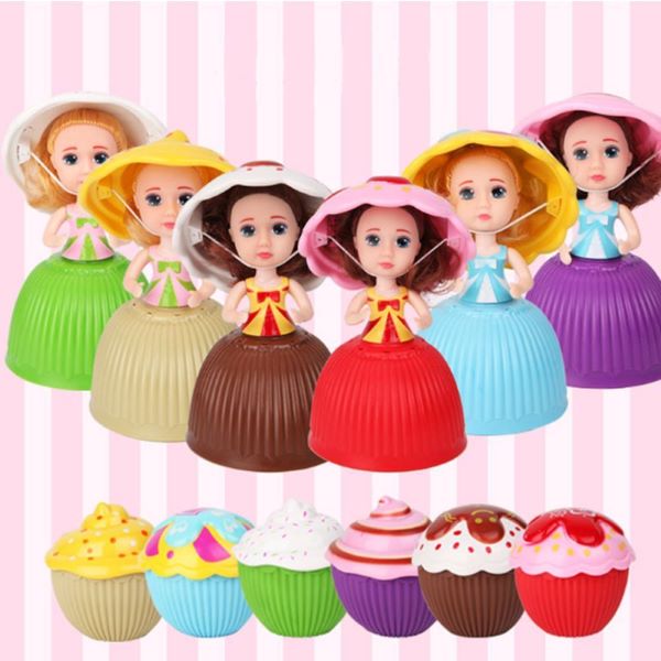 Mini poupée cupcake - Poupée réversible, se transforme de cupcake en princesse et vice-versa - Matériel: PVC - 6 poupées