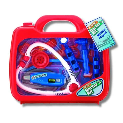 Trousse médicale - Playwell - 3 ans et plus - Comprend stéthoscope, un thermomètre, un scalpel, des ciseaux et plus dans une mallette rouge - trousse fermée 